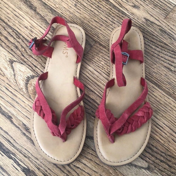 Toms Red Suede Lexie Sandals - Picture 1 of 4